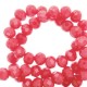 Faceted glass beads 8x6mm disc Watermelon red-pearl shine coating